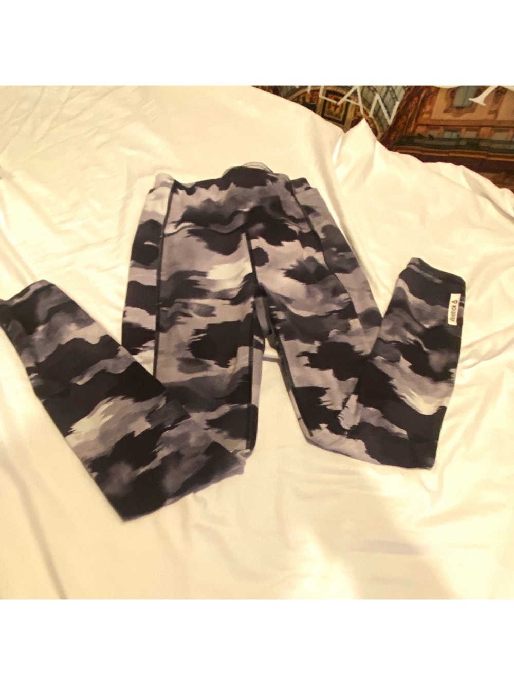 Reebok Black & Gray Tie-Dye Kids Leggings